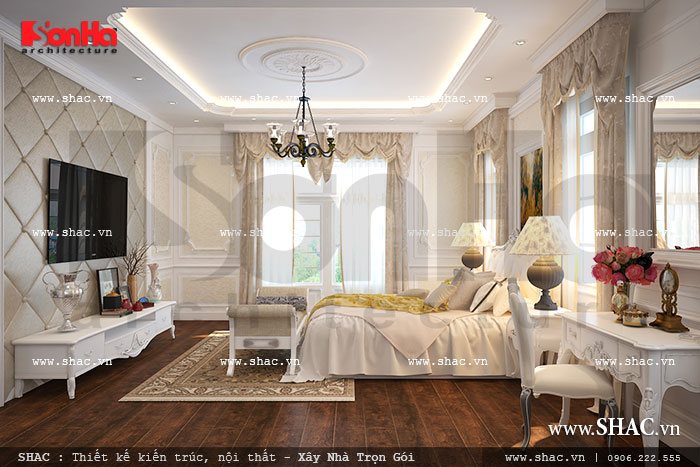 Phòng ngủ lãng mạn và ấm cúng của biệt thự pháp