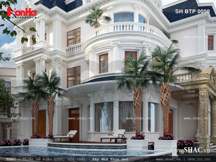 Thiết kế biệt thự pháp có bể bơi đẹp