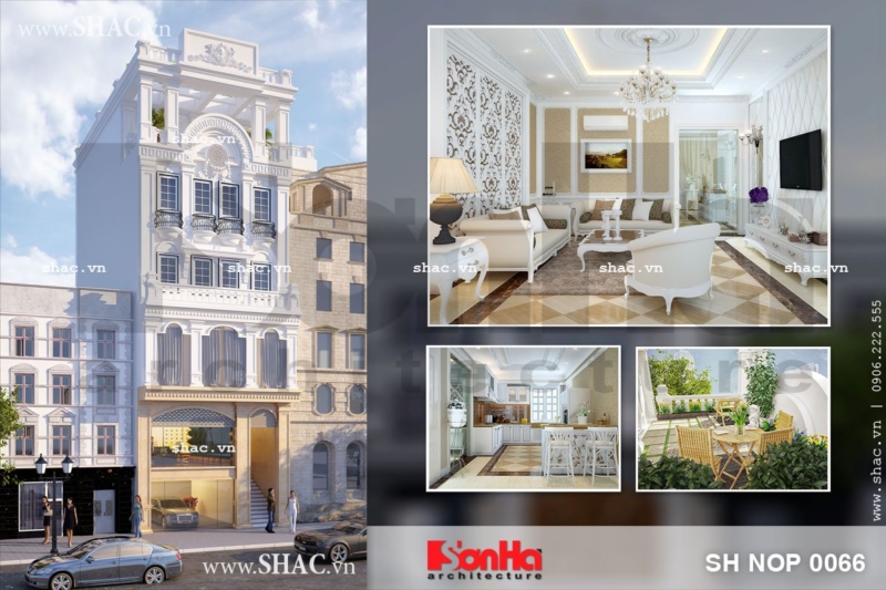 Thiết kế nhà phố 6 tầng kết hợp cho thuê văn phòng