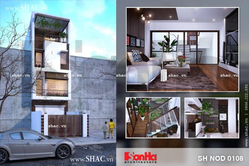 Thiết kế nhà phố lệch tầng mặt tiền 5m
