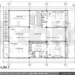 Bản vẽ mặt bằng lầu 1 của biệt thự sh btp 0055