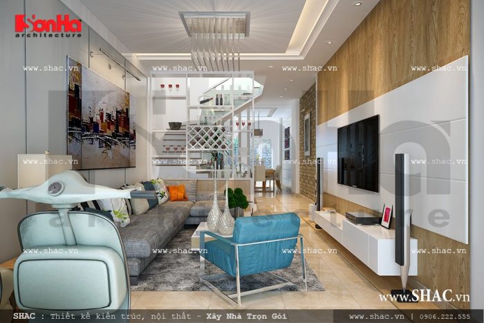 Không gian phòng khách nhà ống đẹp sh nod 0113