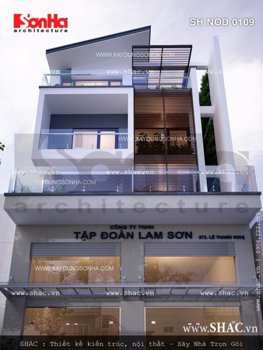 Kiên trúc nhà ống hiện đại bốn tầng sh nod 0109