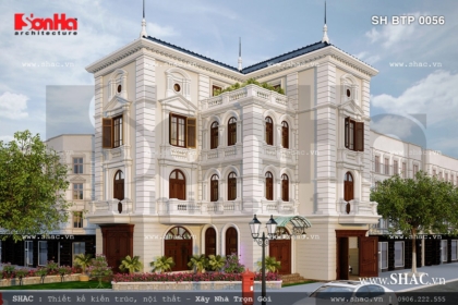 Mẫu thiết kế biệt thự pháp 4 tầng sh btp 0056