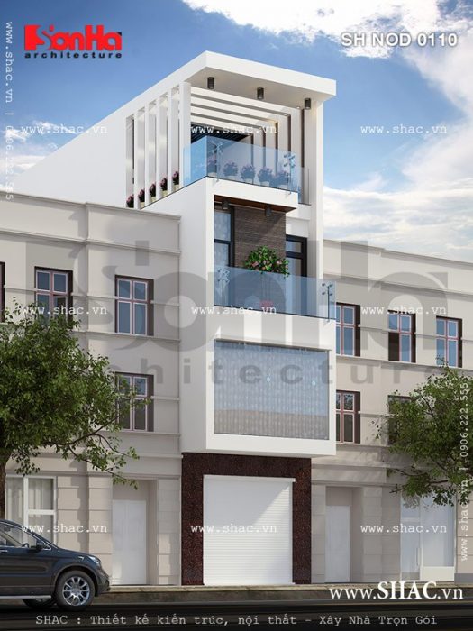Nhà lô 4 tầng kiến trúc hiện đại nod 0110