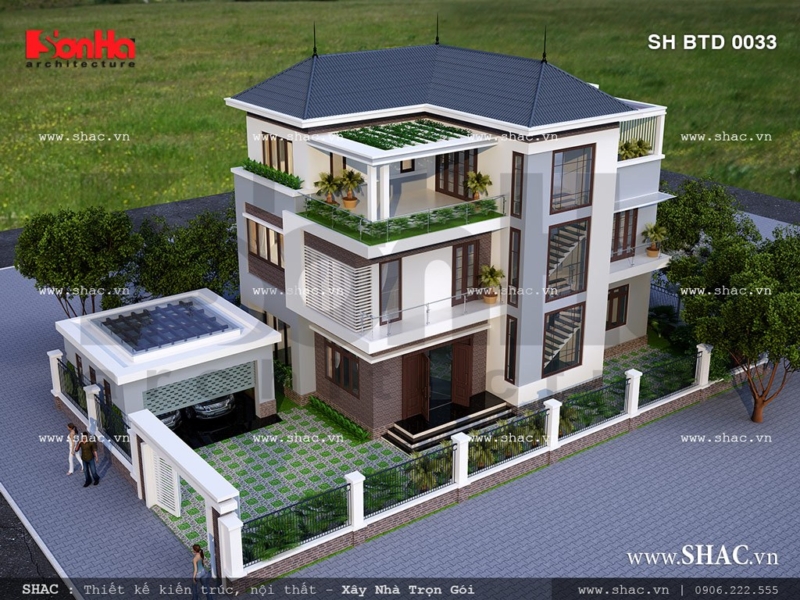 Biệt thự 3 tầng diện tích 375m2 sh btd 0033