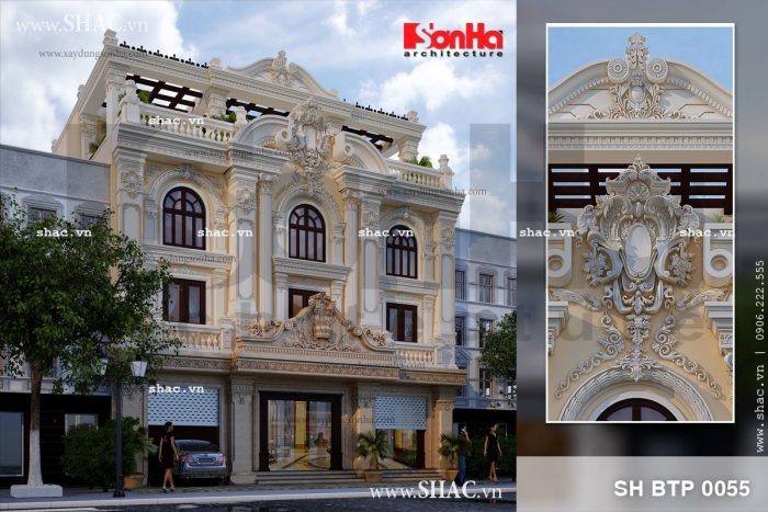 Phương án thiết kế biệt thự kiểu Pháp 4 tầng cổ điển rất được CĐT yêu thích tại Quảng Bình 