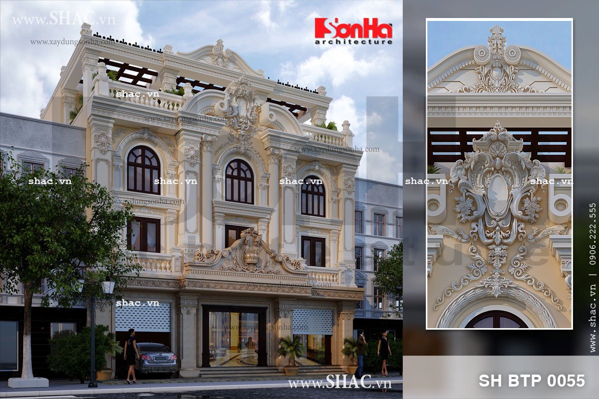Phương án thiết kế biệt thự kiểu Pháp 4 tầng cổ điển rất được yêu thích tại Thái Bình năm nay 
