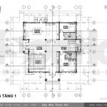 Bản vẽ mặt bằng tầng 1 của biệt thự sh btd 0021