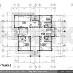 Bản vẽ mặt bằng tầng 2 của biệt thự sh btd 0021