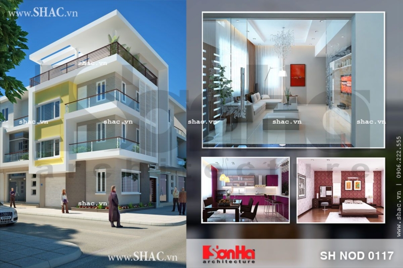 Mẫu nhà phố hai mặt tiền hiện đại sh nod 0117