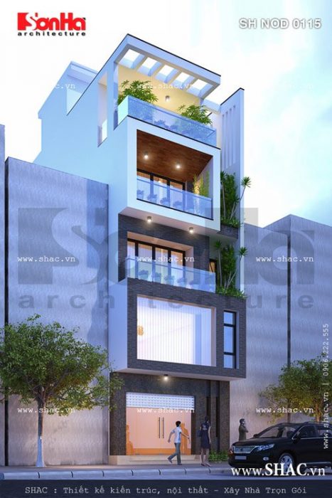 Nhà ống 5 tầng kiến trúc hiện đại sh nod 0115