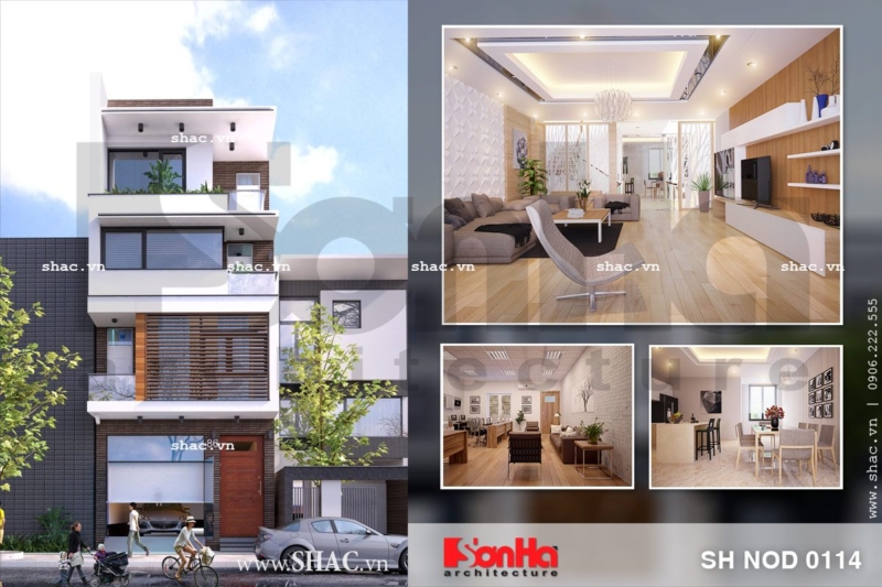 Nhà ống hiện đại mặt tiền đẹp sh nod 0114