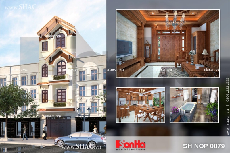 Nhà phố 4 tầng phong cách tân cổ điển sh nop 0079