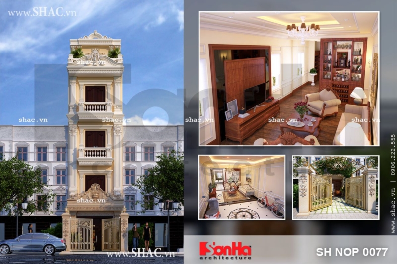 Nhà phố 5 tầng kiến trúc pháp cổ điển sh nop 0077