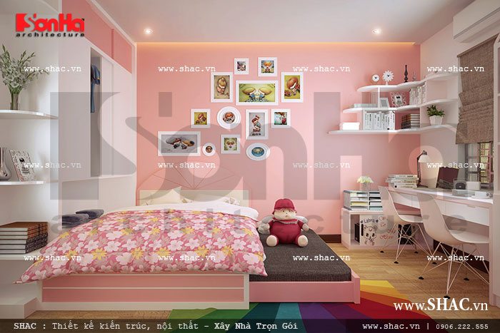 Phòng ngủ màu hồng dành cho con gái sh vp 0017