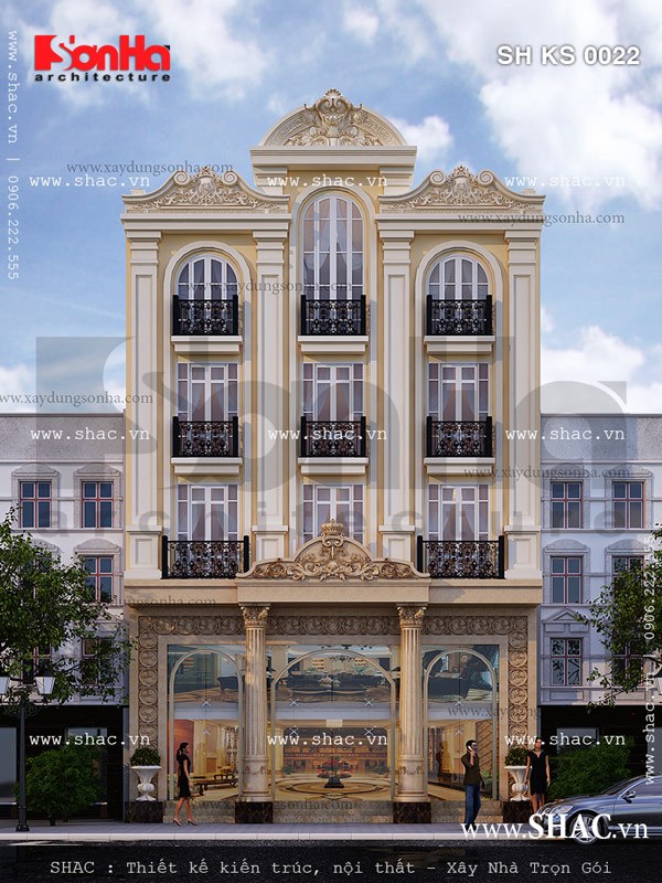 Mẫu khách sạn mini đẹp Khách sạn mini 5 tầng SH KS 0022