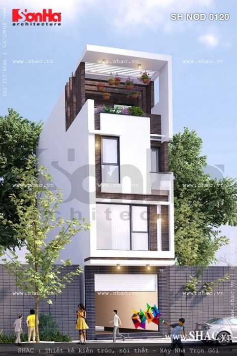 Nhà ống 4 tầng kiểu hiện đại đẹp sh nod 0120