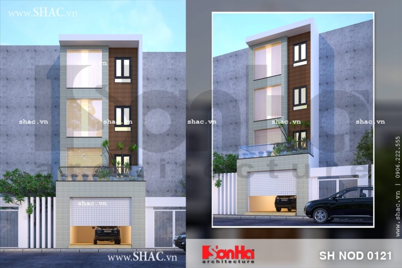 Nhà ống hiện đại có mặt tiền đơn giản sh nod 0121