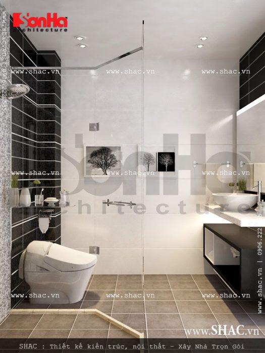 Phòng tắm có tông màu tương phản đẹp sh nod 0123