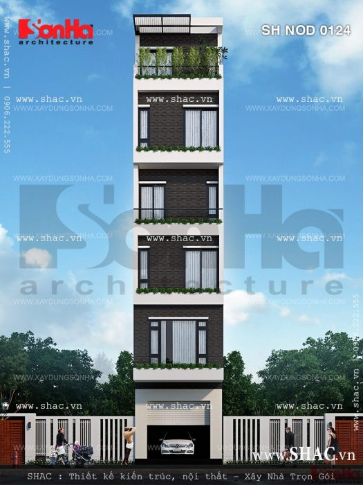 Phương án nhà ống 6 tầng mặt tiền 4m50 sh nod 0124