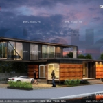 Biệt thự hiện đại kiến trúc độc đáo sh btd 0035