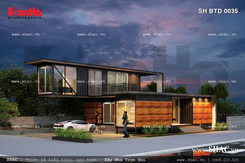 Biệt thự hiện đại kiến trúc độc đáo sh btd 0035