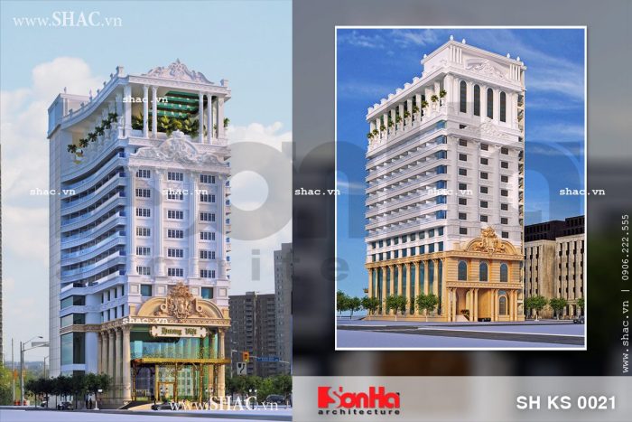 Mẫu thiết kế khách sạn 4 sao hai mặt tiền Thiết kế khách sạn 4 sao hai mặt tiền sh ks 0021