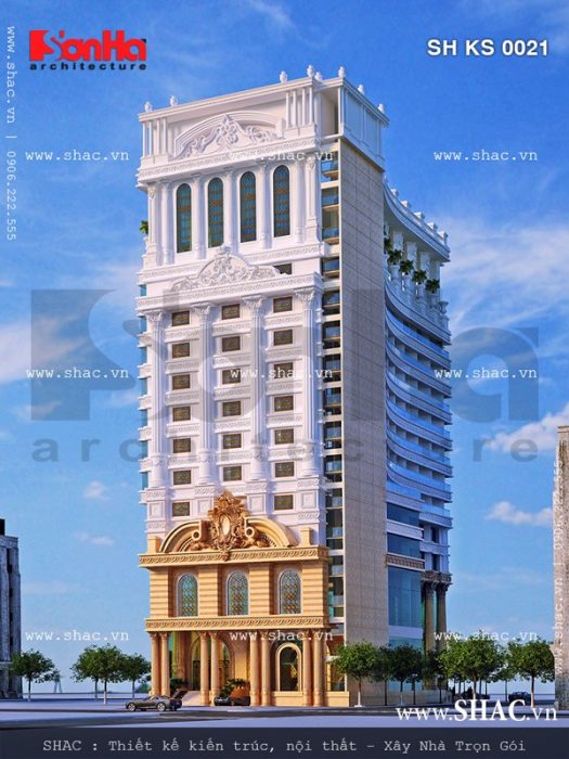 Thiết kế khách sạn cổ điển kiến trúc độc đáo sh ks 0021