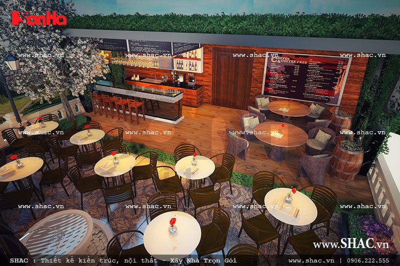 Khách Sạn Mini 5 Tầng Phong Cách Kiến Trúc Pháp Sang Trọng Lịch Lãm tại Lào Cai - SH KS 0022 5 Thiết kế quán cafe trên sân thượng sh ks 0022