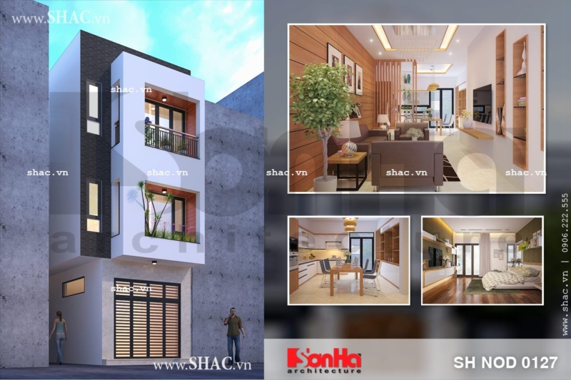 Nhà ống mặt tiền nhỏ nở hậu sh nod 0127