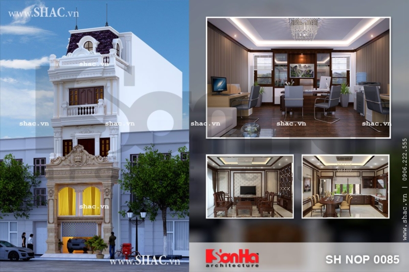 Mẫu thiết kế nhà phố kiểu pháp đẹp sh nop 0085