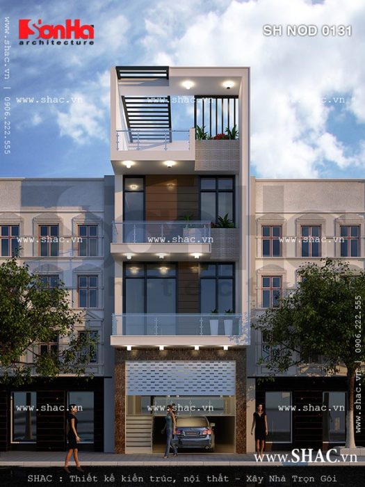 mặt tiền nhà ống 4 tầng hiện đại sh nod 0131