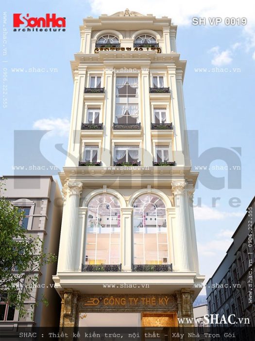 Phối cảnh tòa nhà văn phòng kiểu pháp đẹp sh vp 0019