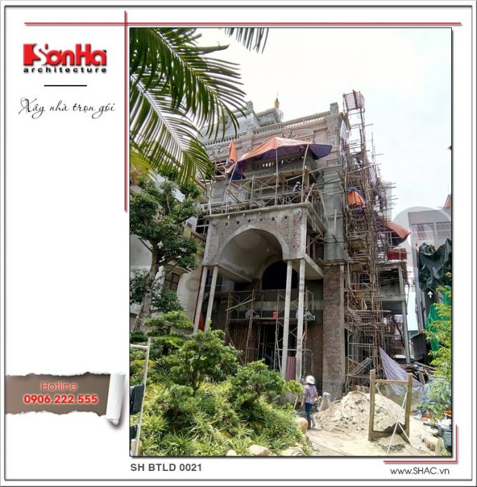 1 Ảnh thực tế thi công biệt thự lâu đài tại hà nội sh btld 0021
