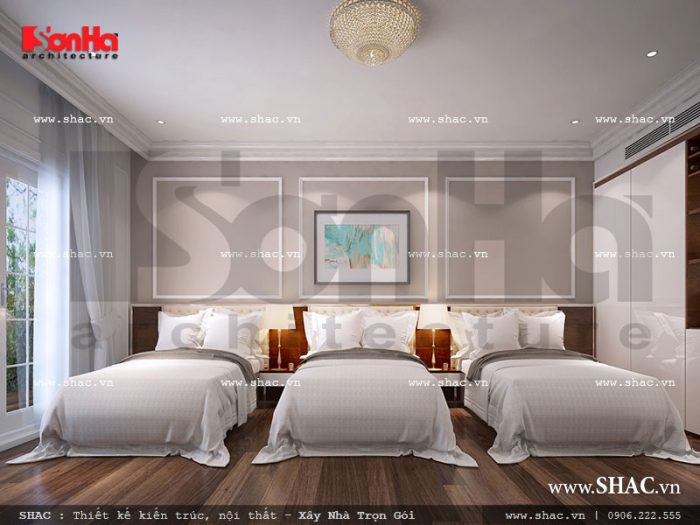 Thiết kế nội thất phòng ngủ 3 giường khách sạn 5 sao tại Phú Quốc sh ks 0023