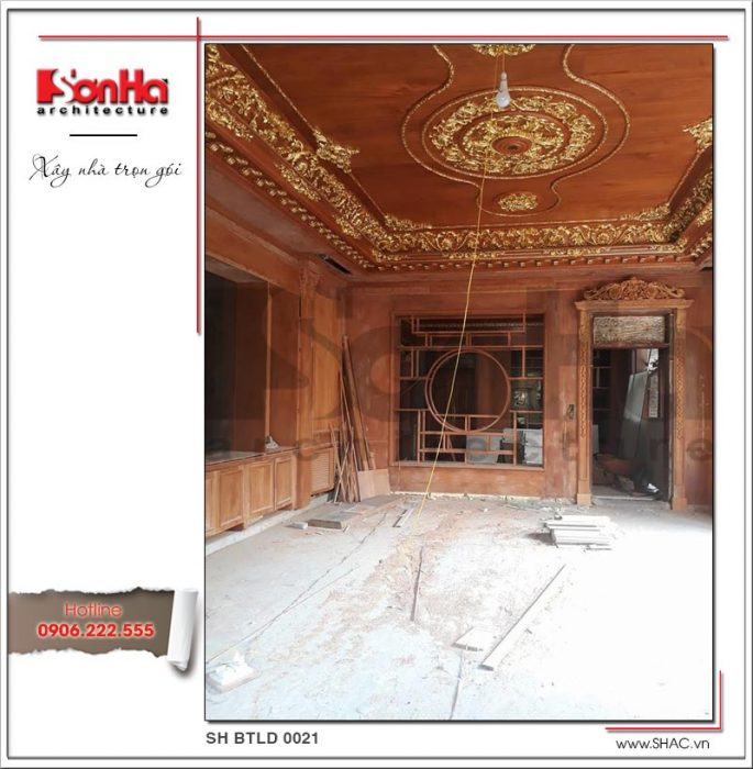 3 Ảnh thực tế thi công biệt thự lâu đài tại hà nội sh btld 0021