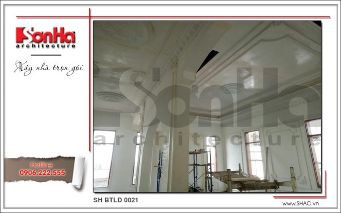 4 Ảnh thực tế thi công biệt thự lâu đài tại hà nội sh btld 0021