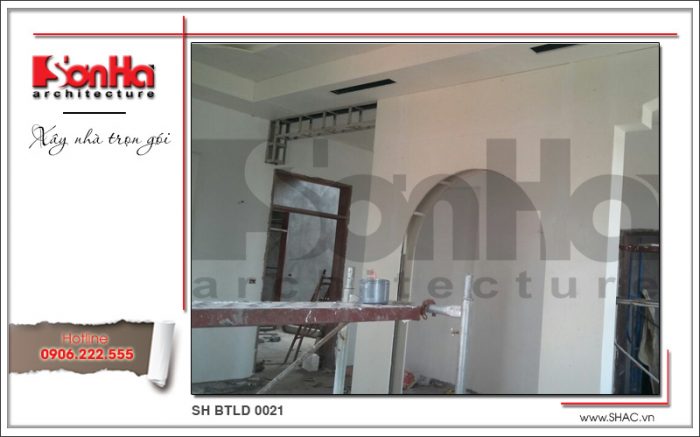 5 Ảnh thực tế thi công biệt thự lâu đài tại hà nội sh btld 0021