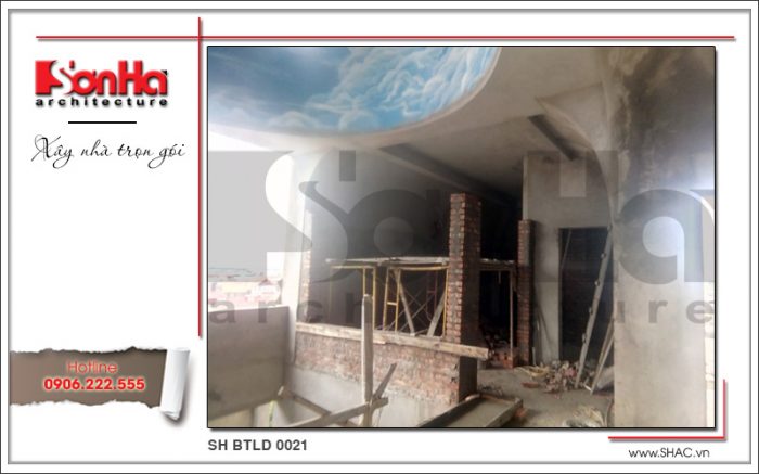 5 Ảnh thực tế thi công biệt thự lâu đài tại hà nội sh btld 0021