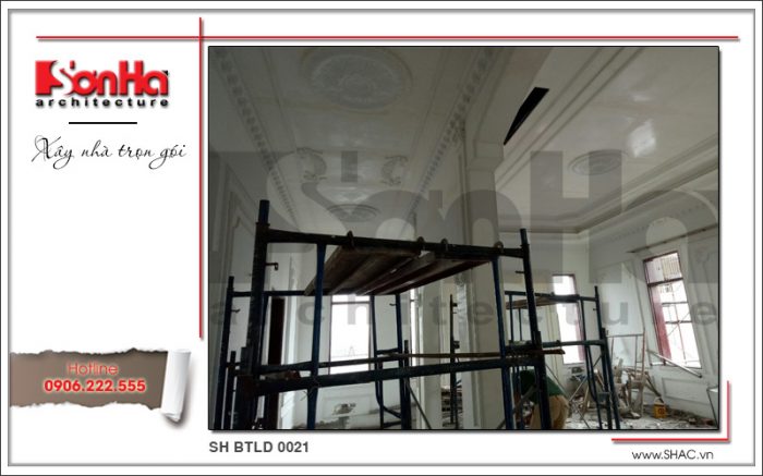 6 Ảnh thực tế thi công biệt thự lâu đài tại hà nội sh btld 0021
