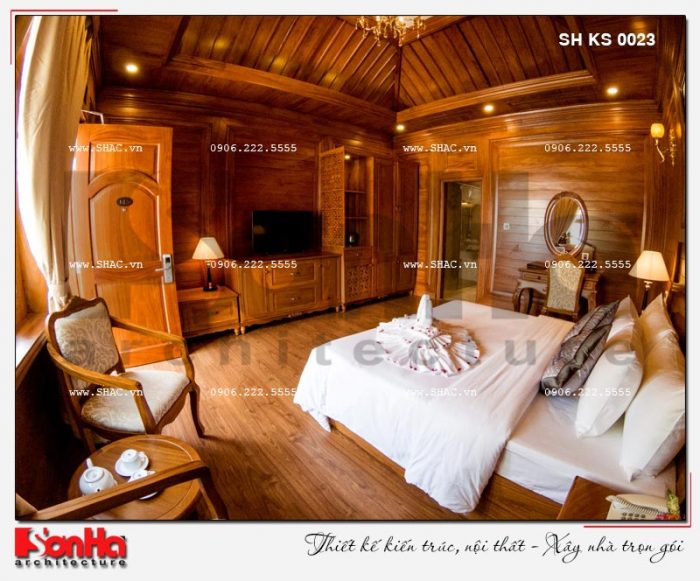 7 Thiết kế nội thất phòng ngủ bungalow khách sạn 5 sao tại phú quốc sh ks 0023