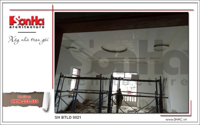 8 Ảnh thực tế thi công biệt thự lâu đài tại hà nội sh btld 0021