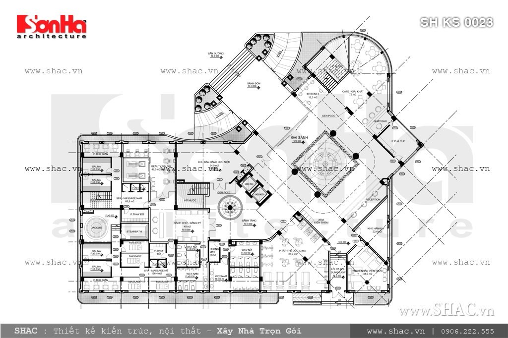 Bản vẽ mặt bằng tầng 1 của khách sạn sh ks 0023