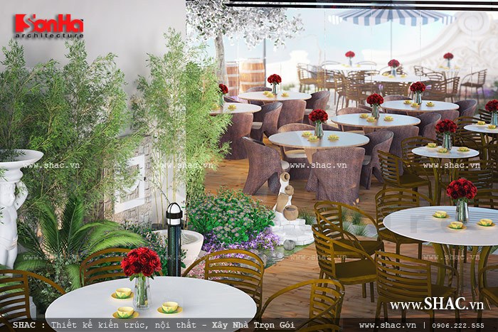 Khu vực cafe trên sân thượng Khu vực cafe trên sân thượng sh bck 0035