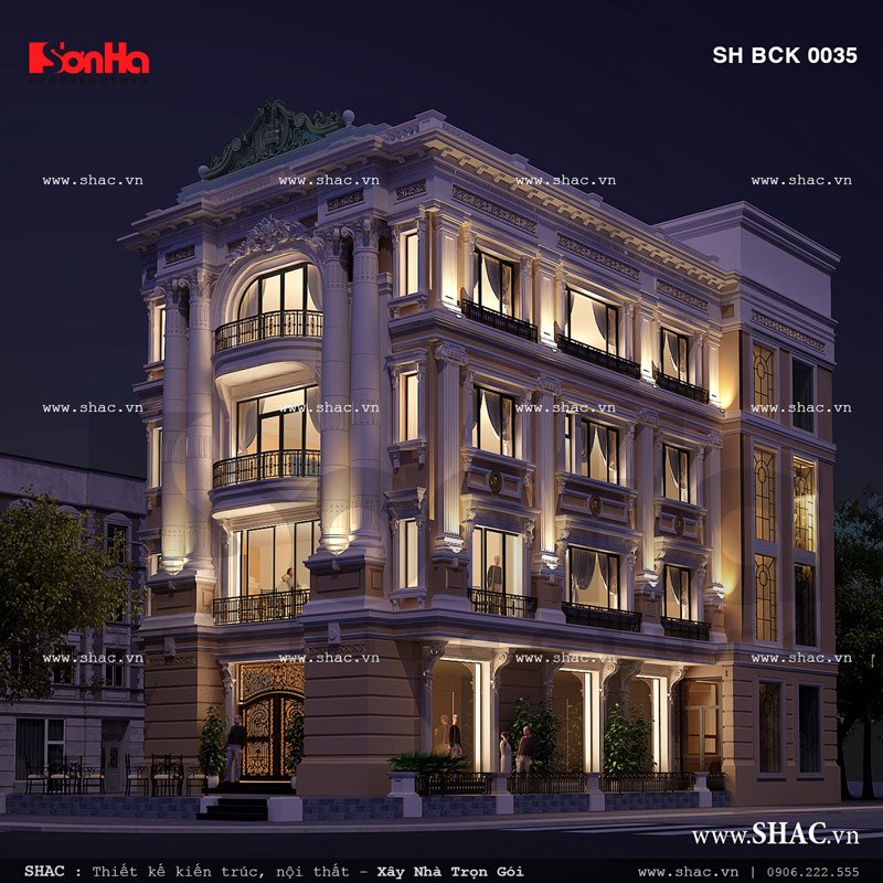 Kiến trúc của nhà hàng khi về đêm Kiến trúc của nhà hàng khi về đêm sh bck 0035