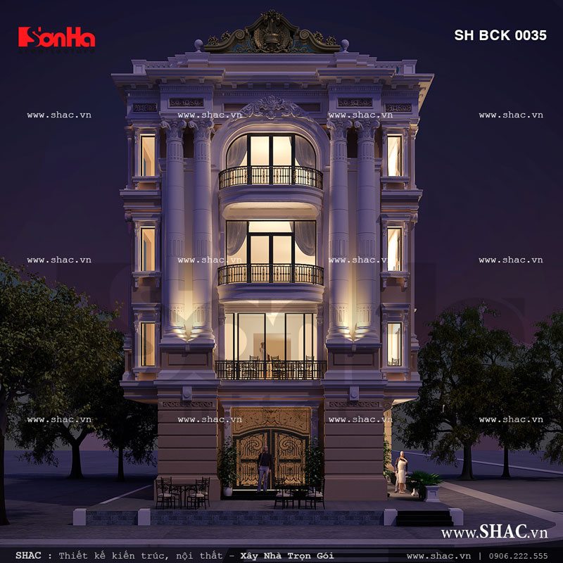 Mặt tiền của nhà hàng vào buổi tối Mặt tiền của nhà hàng vào buổi tối sh bck 0035