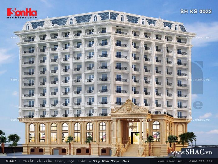 Phối cảnh mặt sau của khách sạn sh ks 0023
