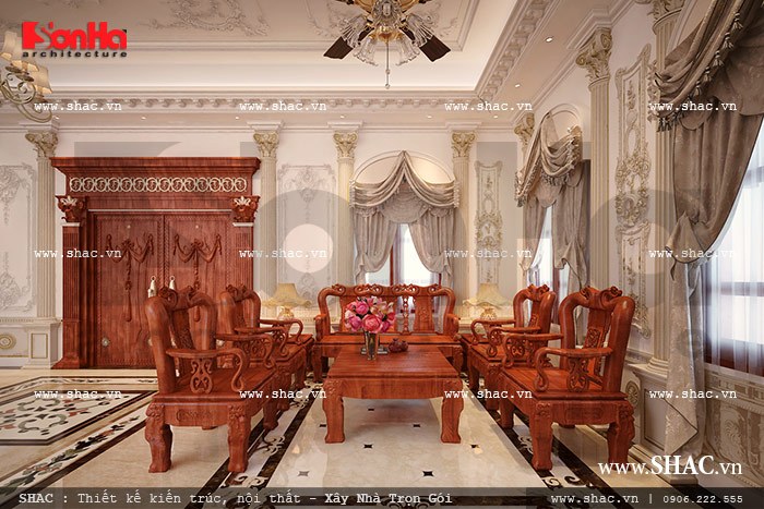 Phòng khách có thiết kế kiểu cổ điển ssang trọng sh btp 0072
