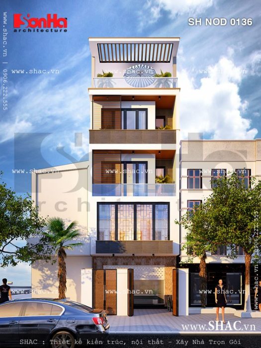 Mặt tiền nhà ống 5 tầng đẹp sh nod 0136